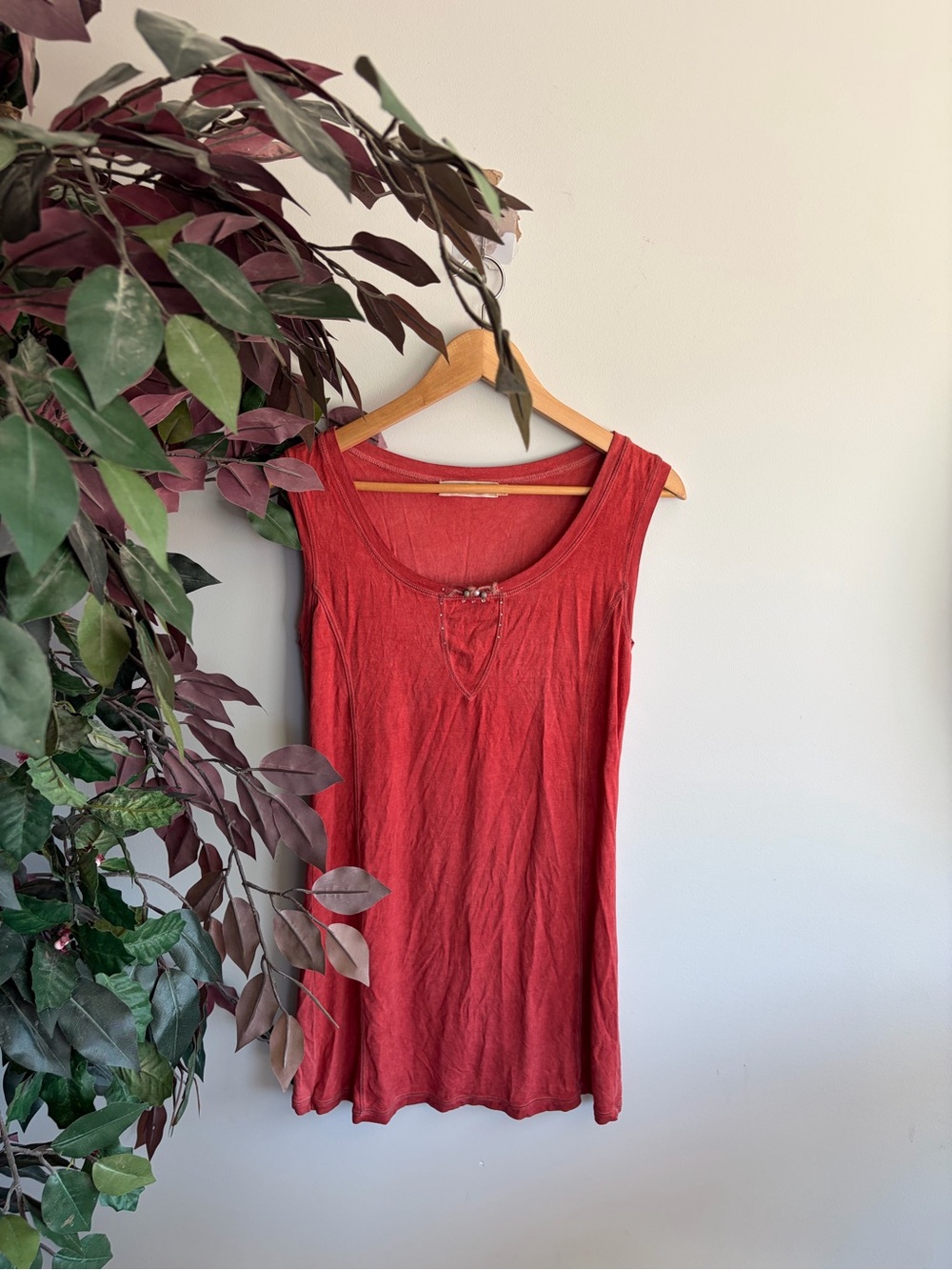 Elisa Cavaletti Brick Red Sleeveless Scoop Neck Tank